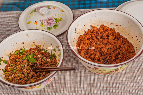 Tasse de restauration rapide en émail/bol de nouilles instantanées avec couvercle et décalcomanie